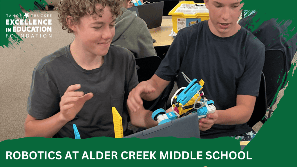 Students use LEGO robotics kits at ACMS.